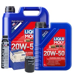 Motoröl 20W50 LIQUI MOLY Touring High Tech 6L+MAHLE Ölfilter +Cera Tec