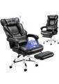 Bürostuhl mit Fußstütze - Ergonomisches Hochlehner Design Chef Computer Schreibtisch
