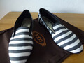 Loafer von TOD'S, Gr. 37,5, Textil / Leder, Schwarz-Weiß, Streifen, Topzustand