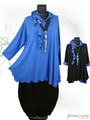 LAGENLOOK Long Shirt Tunika Hoodie Kapuze 44 46 48 50 52 54 56 XL XXL XXXL royal