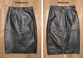 knielanger LEDERROCK / Rock in schwarz aus GLATTLEDER ca. Gr. 34-36