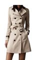 Damen Echt Lammleder Leder Trenchcoat Off White Longjacke Wintermantel