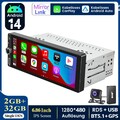 Android 14 1DIN Autoradio mit Bluetooth GPS Navi WIFI RDS Carplay 6.86" IPS DAB+