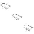 3 STÜCKE OTG Kabel Typ-C bis USB 2.0 Connect Cable Adapter (Silber)