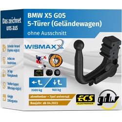 ANHÄNGERKUPPLUNG für BMW X5 G05 ab 23 vert. abnehmbar GDW +7pol E-Satz ABE