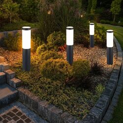 4er Set Steh Lampen Edelstahl Hof Strahler Außen Garten Sockel Leuchte anthrazit