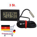 3x Mini Digital Thermometer Temperatur Messgerät LCD Anzeige mit Fühler 1 m Kab