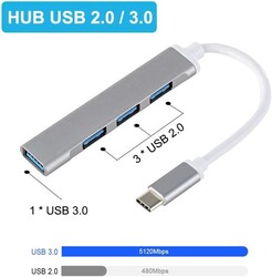USB C 3.0 Hub Adapter Verteiler 4 Port für Laptop Smartphone Notebook PC 4in1