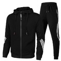 Herren Trainingsanzug Sportanzug Jogginganzug Hoodie & Hose Outdoor Schwarz
