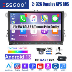 DAB+ Android 13 Carplay Autoradio GPS NAV Kam Für VW GOLF 5 6 Touran Tiguan Polo