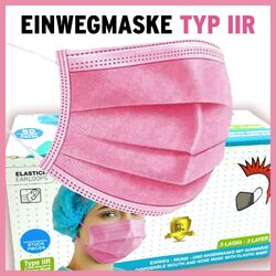 100 Medizinische OP Maske Typ IIR 2R Mundschutz 3-lagig Einweg Rosa Pink⭐⭐⭐⭐⭐ ✔ Typ IIR ✔ EN14683 ✔ CE zertifiziert ✔