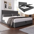 Polsterbett Doppelbett Bett 160x200 Stauraumbett Jugendbett mit Lattenrost Grau