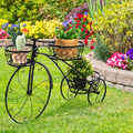 Dreirad-Pflanzenständer Fahrrad-Pflanzenhalter im Pariser Stil 80x52cm Schwarz