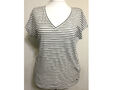 AJC Damen Shirt Kurzarm Streifendedign Baumwollmix weiß marine Gr. 36/38