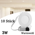 10X LED Panel Einbaustrahler Spots 3W Flach Einbauleuchten Rund Deckenleuchte DE