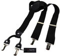 breiter TigerTie Herren Hosenträger mit 4 Clips in Y-Form - Farbe schwarz