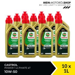 Castrol Power 1 Ultimate 4T Motorradöl 10W-50 JASO MA-2 API SN 10x1 Liter = 10 L