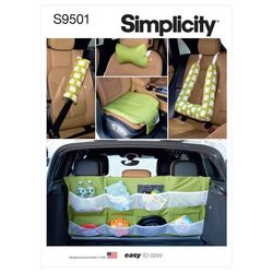 SIMPLICITY Sewing Pattern 9501 Car Accessories, Pillow, Belt Cover, Organiser