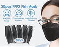50x FFP2 Maske 4D Fisch Maske Mundschutz Masken Mundschutz CE Schwarz E9M0