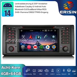 64GB Android 14 DAB+ Autoradio GPS Navi CarPlay WIFI DVD OBD2 Für BMW 5er E39 M5