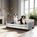 Samt Hundesofa XXL Hundecouch grosse Hunde Hundeliege Silber Hundebett modern