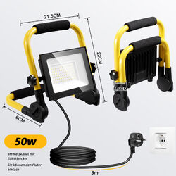 50W-200W LED Fluter Flutlicht Gelb Stativ Baustrahler Scheinwerfer Mit Stecker