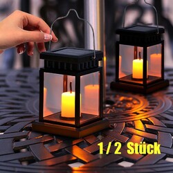 1/2-LED Kerze Solar Laterne Solarleuchte Außen Garten Solarlampe Terrasse Hängen