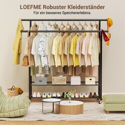 Klappbar Schwerlast Kleiderständer Garderobenständer Schuhregalen Metallrädern