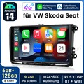 6+128GB Carplay Android 14 Autoradio GPS SWC BT Für VW GOLF 5 6 Touran Tiguan 4G
