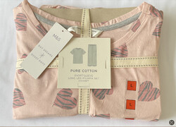 M&S LOUNGEWEAR (schwarzer Stern oder rosa Herz) BAUMWOLLE PYJAMA SET