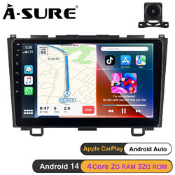 2+32G Android 14 Autoradio Wireless CarPlay GPS Navi Kam Für Honda CRV 2007-2011