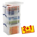   Really Useful Box Aufbewahrungsbox 3x 35,0 l transparent...2 + 1 GRATIS