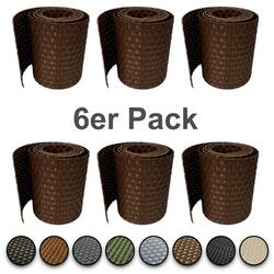 6 Stk. Polyrattan-Sichtschutzstreifen für Doppelstabmatten Zaun 250 x 19 xm