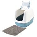 Sparpaket XXL Katzentoilette Katzenklo NESTOR JUMBO weiss-blau + Vorlegematte