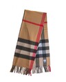 Burberry Breiterer Karierter Schal aus 100% Kaschmir mit Fransen Dunkelbraun