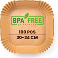 PORTENTUM Backpapier Für Heißluftfritteuse 100 Stück Bpa-Frei, 20-24 Cm, Airfrye