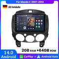 Für Mazda 2 2007-2014 Carplay Android 14 2+64GB Autoradio GPS NAVI BT WIFI DAB+