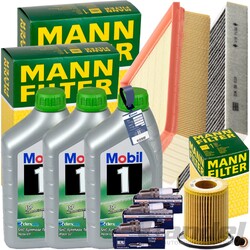 MANN INSPEKTIONSPAKET+3L MOBIL 1 ESP 5W-30 ÖL passend für VW POLO 6R SKODA 1.2