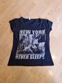 T Shirt Mit Druck New York Größe S Schwarz