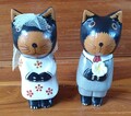 Holzfigur Katzen Ehepaar Hochzeit 2er Set - Kunsthandwerk aus Bali