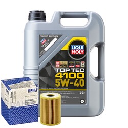 Motoröl 5W40 LIQUI MOLY Top Tec 4100 5L+MAHLE Ölfilter