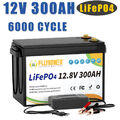 12V 300Ah Lithium Batterie LiFePO4 Akku BMS 15000+ Zyklen Wohnmobil Solaranlage 