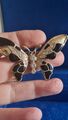 Vintage Schmetterling Brosche BJ Beatrice Schmuck Pin schwarz gold 
