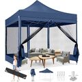 Pavillon Pavillion 3x3m Gartenpavillon Pop Up Faltbar mit 4 Seitenteilen Mesh ！