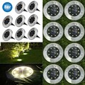 8x 8LED Solarleuchte Bodenstrahler Außen IP65 Gartenleuchten Garten Solarlampen