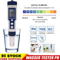 Digital PH Messgerät, Trinkwasser Wassertester, PH/TDS/EC/Salzgehalt/Temp Meter
