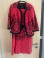 Damen Zweierset Kleid mit Jacke in rot -schwarz Gr. 44