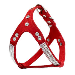 Hundegeschirr Kleine Hunde Strass Brustgeschirr Wildleder Chihuahua 35-60cm S-L 