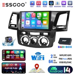 9" Autoradio DAB+ Android 14 2+64G Carplay GPS BT KAM Für Toyota Hilux 2005-2014