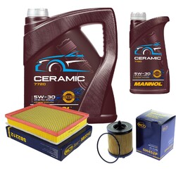 SCT Inspektionspaket 6L MANNOL Ceramic 5W-30 passend für Opel Zafira B 2.2